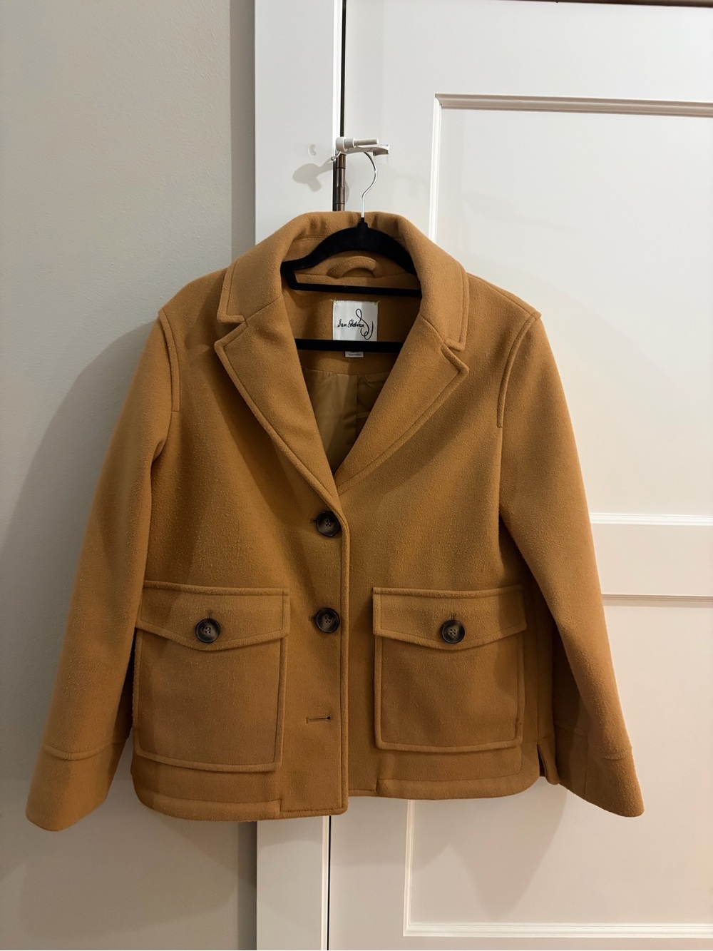 Sam Edelman Tan Pea Coat with Flap Pockets - Size Small